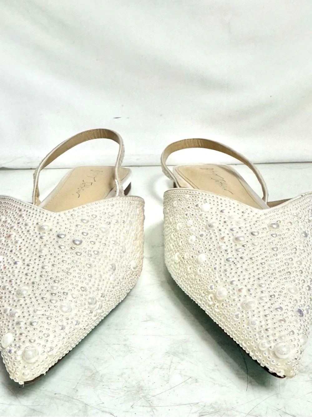 Betsey Johnson White Pearl Vance Flats Shoes Size 9